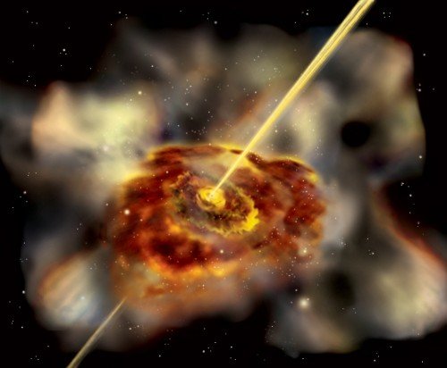 quasar_simonnet-500x412 Обнаружен квазар, линзирующий галактику